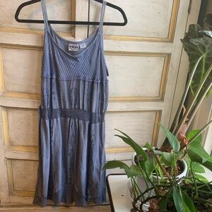 90’s Style Sportique Blue Rayon Tie Waist …